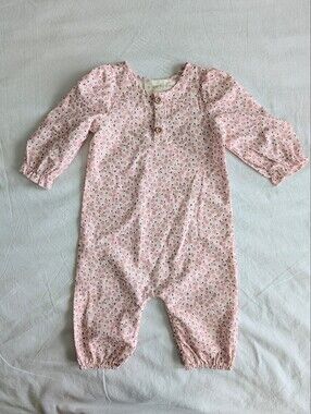 Mabel + Honey Baby Girl Pink Floral Romper 9M